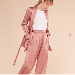 Reformation Rumi Pant in Pink Silk